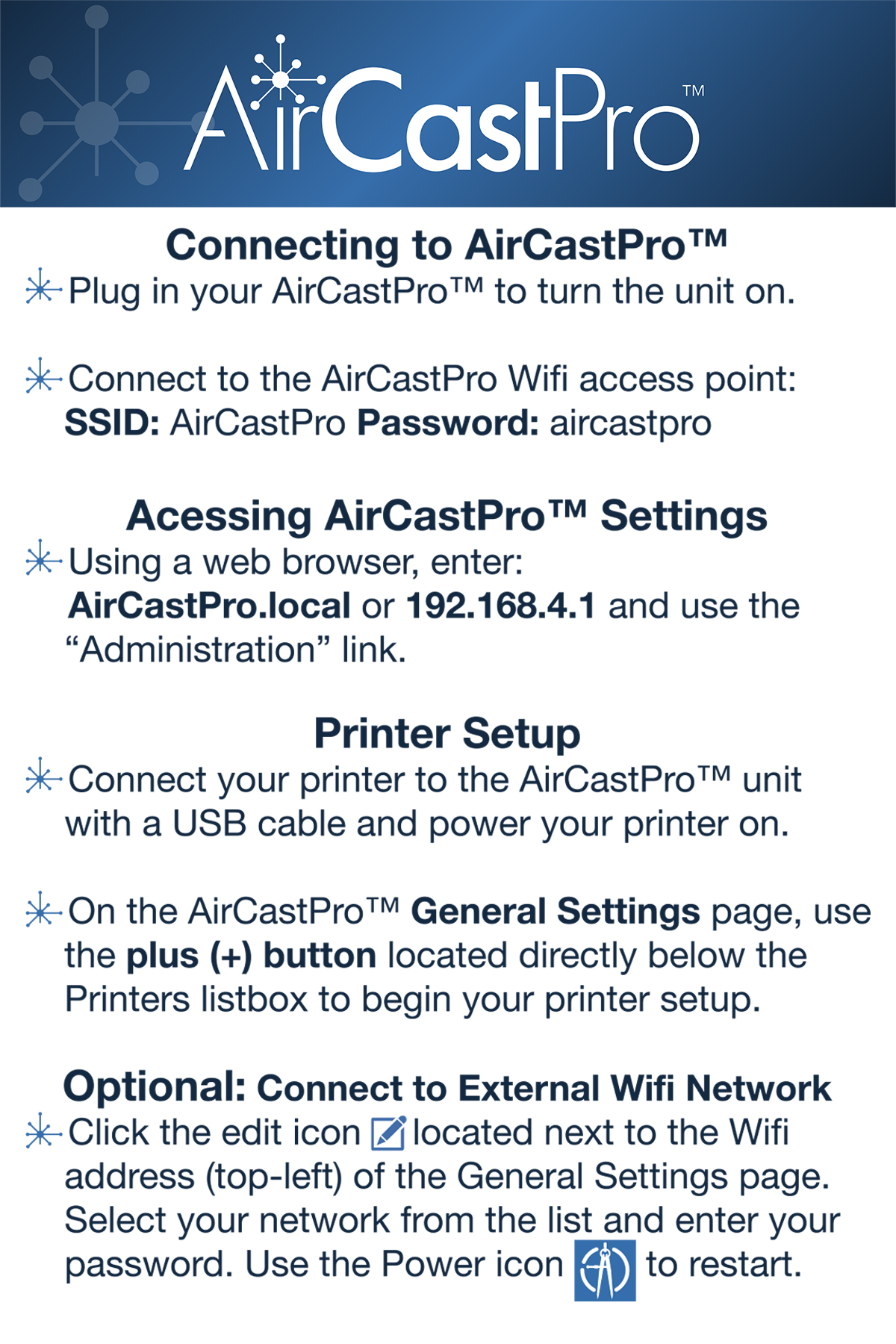 AirCastPro Quick Start Guide